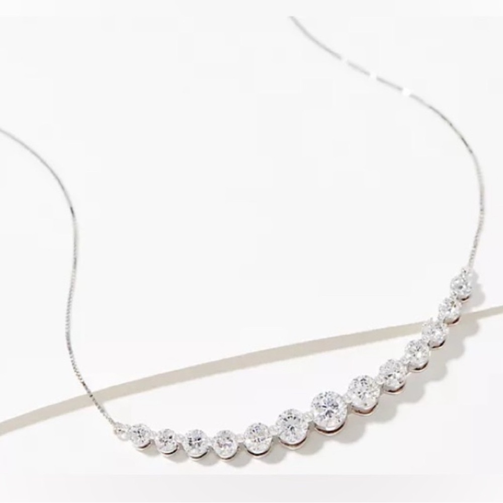 Fire Light 2cttw Lab Grown 13 Full Round Cut Diamond Curved Necklace 14k QVC